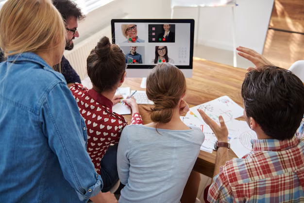 A group of colleagues got together for a video conference